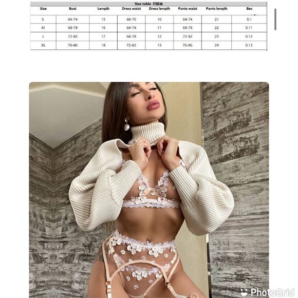 New Sexy Flower Embroidery Lace Three
Piece Lingerie Set - Picture 5 of 14